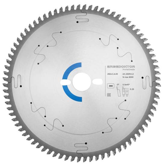 Пила портативная SAGEDOKTOR 260x3.2x2.4x30x80Z D M5 PortaGrade Alu Pinholes 2609112 Blue A2124