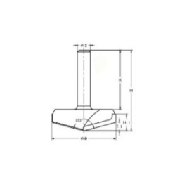 Фреза алмазная филёночная V образная TD-151 153° D=60x14.1x68 S=12 Rotis 1516012.01