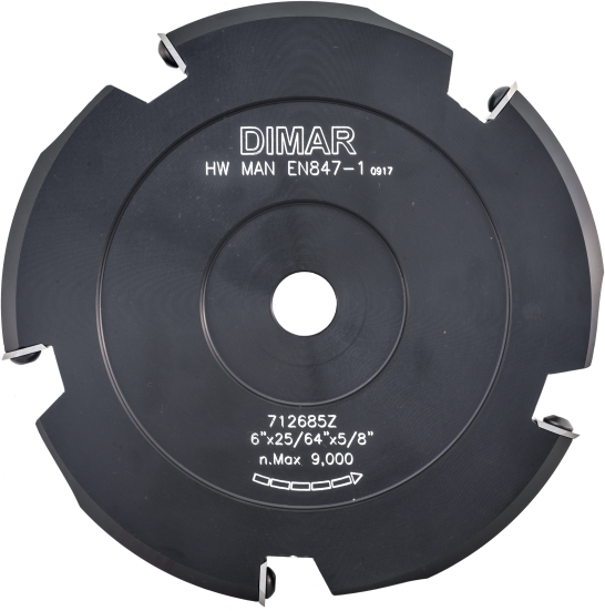 Фреза насадная Dimar 712685Z для гибки Алюкобонда 90 гр. D152,4x10,1 Z5 сменные ножи посадка 25,4 (L1- мм, L2-10.1 мм, D1-152.4 мм, D2-25.4 мм)