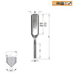 Сверло HWM для присадочного станка 2,5x16x70 Z=1 S=10x35 RH-LH CMT 382.2570