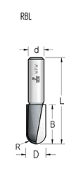 Фреза WPW RBL1002 галтель удлиненная R4,8 D9,5 B25 хвостовик 12