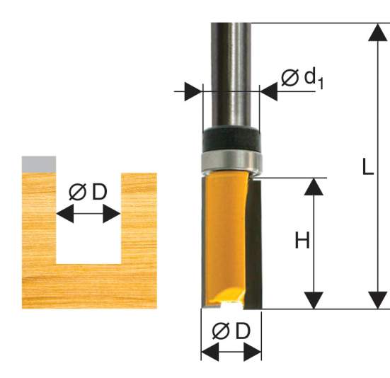 Фреза кромочная прямая ф6,35х19мм хв 8мм Энкор 10533 (L1- мм, L2- мм, D1- мм, D2- мм)