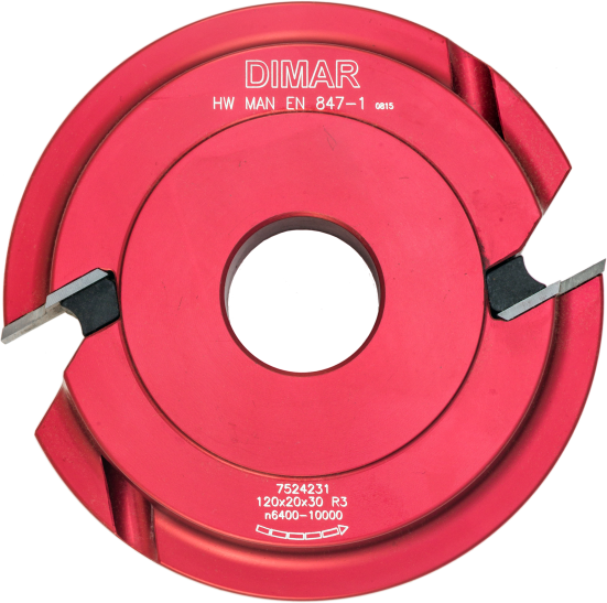 Фреза насадная Dimar 7524231 радиус 3мм D120x20 Z2 сменные ножи посадка 30 (L1- мм, L2-20 мм, D1-120 мм, D2-30 мм)