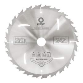 Пила для продольного пиления по древесине с защитой от отдачи 255x30x2.8/1.8 Z=24 PROCUT 736.2553024