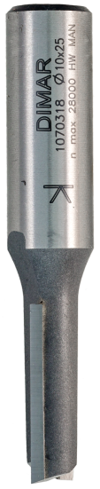 Фреза Dimar 1070319 пазовая D10x25 L69 Z2 хвостовик 12 (L1-69 мм, L2-25 мм, D1-10 мм, D2-12 мм)