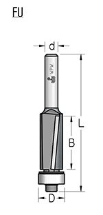 Фреза WPW FU61902 D19 B38 Z2 обгонная чистовая стружка вверх хвостовик 12 (L1-100 мм, L2-38 мм, D1-19 мм, D2-12 мм)