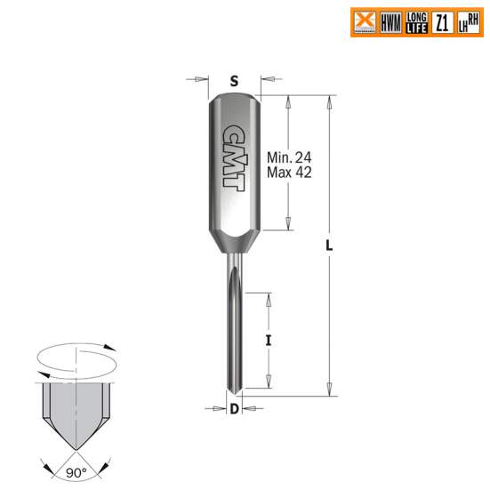 Сверло HWM для присадочного станка 5x35x70 Z=1 S=10x25 RH-LH CMT 382.5070