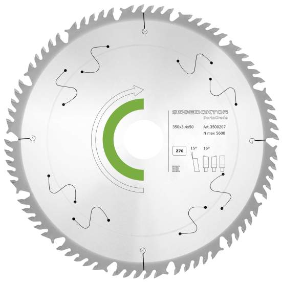 Пила портативная SAGEDOKTOR 350x3.4x2.4x50x70Z CB15 B-07 PortaGrade Combi Pinholes 3500207 Green W3405