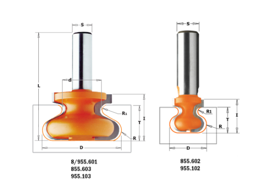 Фреза концевая CMT профильная D=29 I=20 L=60 S=12,0 R=2,3/4,8 RH 955.605.11 (L1-60 мм, L2-20 мм, D1-29 мм, D2-12 мм)
