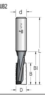Фреза WPW UB27132 cпиральная со стружколомом Z2 D13 B42 L105 хвостовик 12 (L1-105 мм, L2-42 мм, D1-13 мм, D2-12 мм)