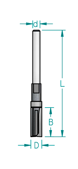 Фреза WPW PFT2048i D4,8 B12 Z2 копир  мини верхний подшипник хвостовик 3,2 (L1-51 мм, L2-12 мм, D1-4.8 мм, D2-3.2 мм)