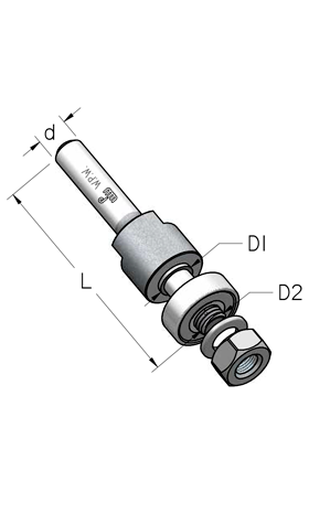 Оправка WPW N000802 для фрезы дисковой серии N посадка 7,93 L68 комплект гайка подшипник шайба хвостовик 12 (L1-68 мм, L2- мм, D1- мм, D2-12 мм)