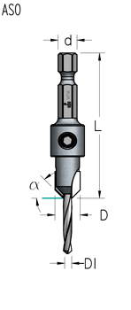Зенковка оправка WPW AS04004D коническая D9,5 сверло 4 плавная спираль хвостовик HEX1/4