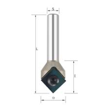 Фреза V образная 90° смен. нож D=17.7х9х53 S=8 Rotis 146180808 (L1-53 мм, L2-9 мм, D1-17.07 мм, D2-8 мм)