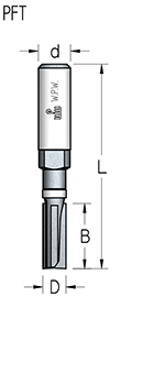 Фреза WPW PFT30633 D6,3 B19 Z2 копир  мини верхний подшипник хвостовик 6 (L1-62 мм, L2-19 мм, D1-6.3 мм, D2-6 мм)
