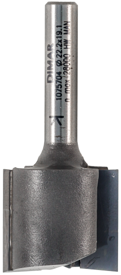 Фреза Dimar 1075703 пазовая D22,2x19 L50,8 Z2 хвостовик 6 (L1-50.8 мм, L2-19 мм, D1-22.2 мм, D2-6 мм)