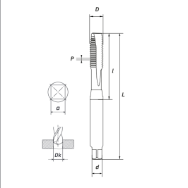 Метчик машинный M08х1,25 (HSS-E + TICN-C),ISO, 6H,R, прямой RODMIX 1607080125