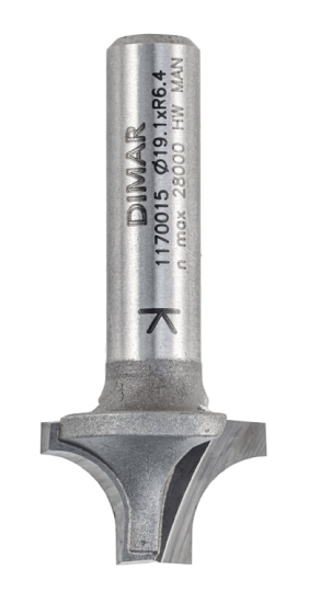 Фреза Dimar 1170179 радиусная V врезная R19,1 D50,8x36,5 L75 хвостовик 12 (L1-75 мм, L2-36.5 мм, D1-50.8 мм, D2-12 мм)