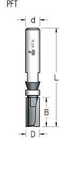 Фреза WPW PFT51272 D12,7 B32 Z2 копир верхний подшипник хвостовик 12 (L1-90 мм, L2-32 мм, D1-12.7 мм, D2-12 мм)