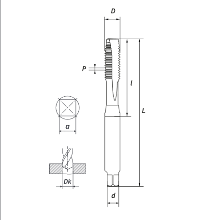 Метчик машинный M10х1,5 (HSS-E + TICN-C),ISO, 6H,R, прямой RODMIX 1607100150