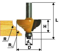 Фреза кром калевочная ф33,3х16мм R6,4мм хв 8мм Энкор 9253