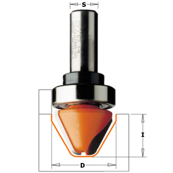 СМТ Фреза профильная с углом 60гр. (надписи) (верх. подш.) S=12 D=28x19x63,5 949.502.11B (L1- мм, L2-19 мм, D1-28 мм, D2-12 мм)