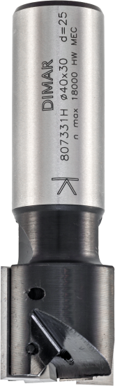 Фреза Dimar 807331H пазовая врезная сменные ножи D40x29,5 L100 Z2+2 хвостовик 25x55 (L1-100 мм, L2-29.5 мм, D1-40 мм, D2-25 мм)