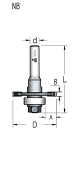 Фреза оправка WPW NB23005 Z2 боковой паз 4x12,5 с подшипником хвостовик 8 (L1-62 мм, L2- мм, D1-4 мм, D2-8 мм)