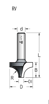 Фреза WPW RV08002 радиусная врезная R8 D22,2 B14 хвостовик 12 (L1-52 мм, L2-14 мм, D1-22.2 мм, D2-12 мм)
