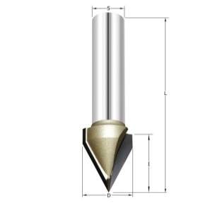 Фреза V-образны паз 60гр. D=19.05x20.64x61 (скос 19мм) S=12 ARDEN 202221 (L1-61 мм, L2-20.64 мм, D1-19.05 мм, D2-12 мм)