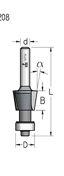 Фреза WPW SL20803 для вставки деталей в профили Z2 B12 хвостовик 6 (L1-58 мм, L2-12 мм, D1-16 мм, D2-6 мм)