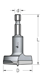 Сверло WP HMPT264 чашечное D26 L58 шестигранный хвостовик HEX1/4