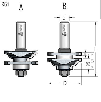 Фреза сменная WPW RG20000 для комплекта RG мебельный фасад D41 высота 11 глубина профиля 9,5 (L1- мм, L2- мм, D1-11 мм, D2-8 мм)